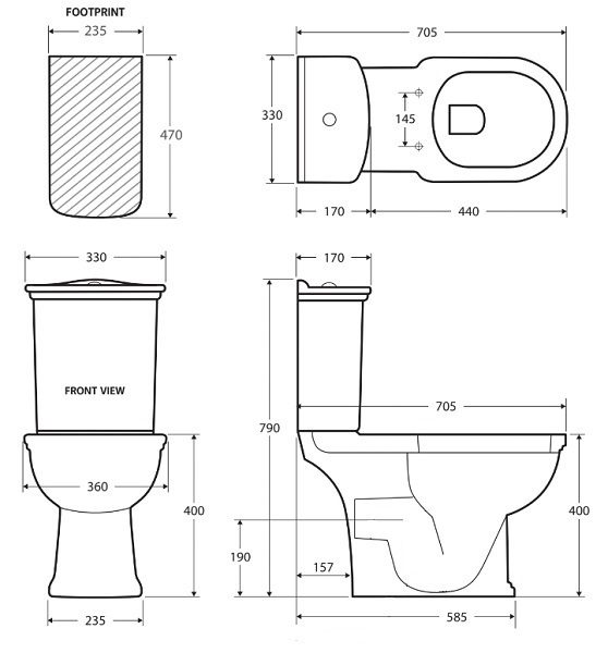 RAK Washington Close Coupled Toilet Suite P-Trap - Image 5