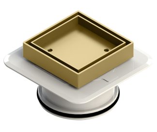 Bermuda Mega Square Tile Insert Floor Waste 100mm Brushed Gold