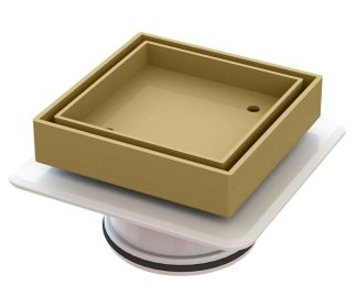 Bermuda Mega Square Tile Insert Floor Waste 80mm Brushed Gold