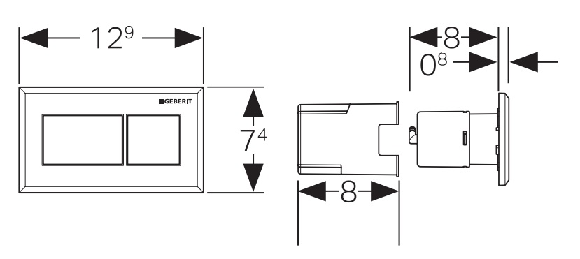 Sigma / Kappa Pneumatic Square Remote Dual Flush Button - Image 3