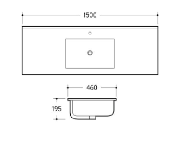 Ceramic Vanity Top White 1500mm (01) - Image 2
