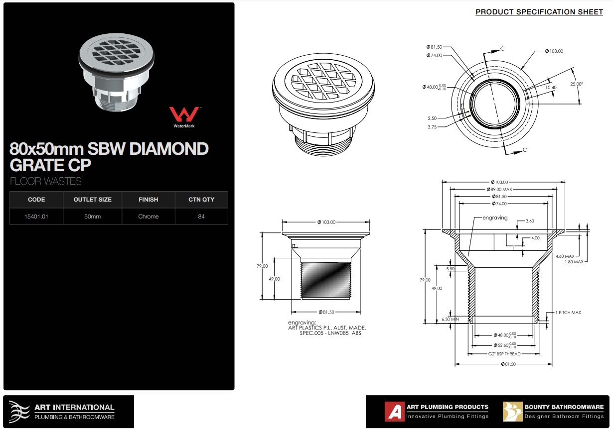 Shower Base Waste Chrome - Image 2
