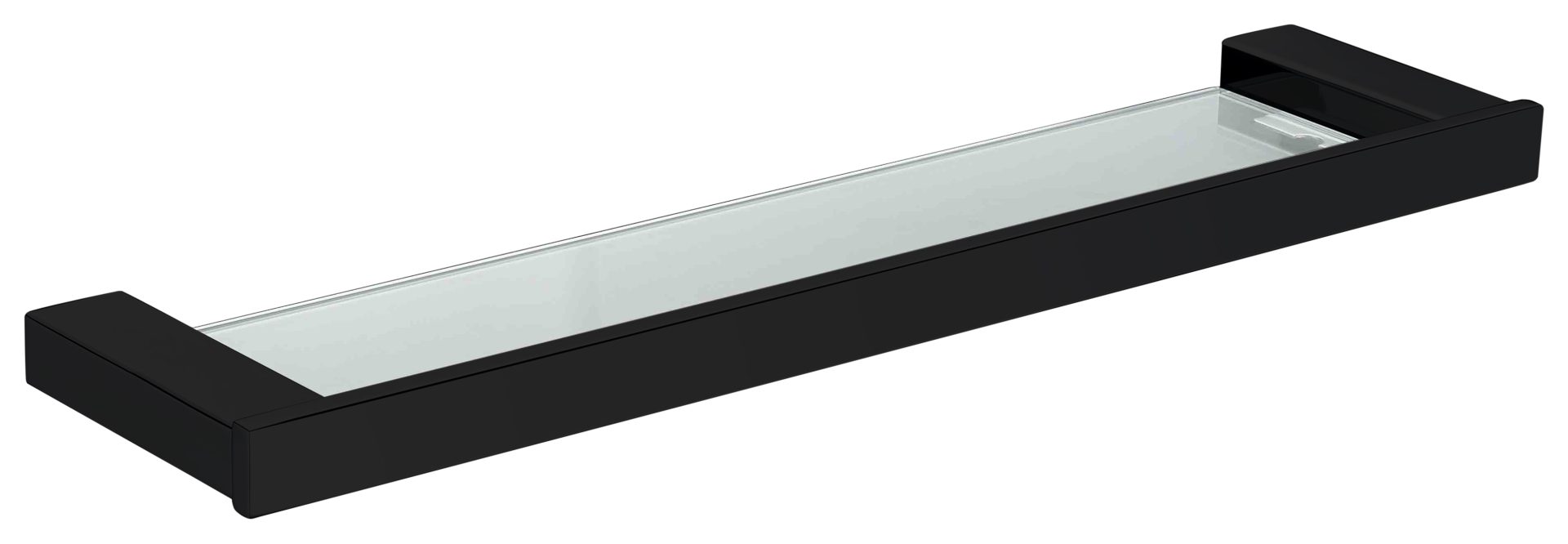 SS Eckig Glass Shelf Matte Black