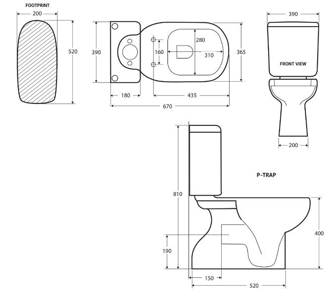 RAK LIWA Close Coupled Suite P-Trap - Image 3