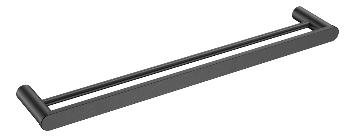 SS Rund Double Towel Rail 600mm Brushed Gun Metal