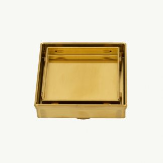 Radiant Square Tile Insert Floor Grate 100mm Brushed Gold