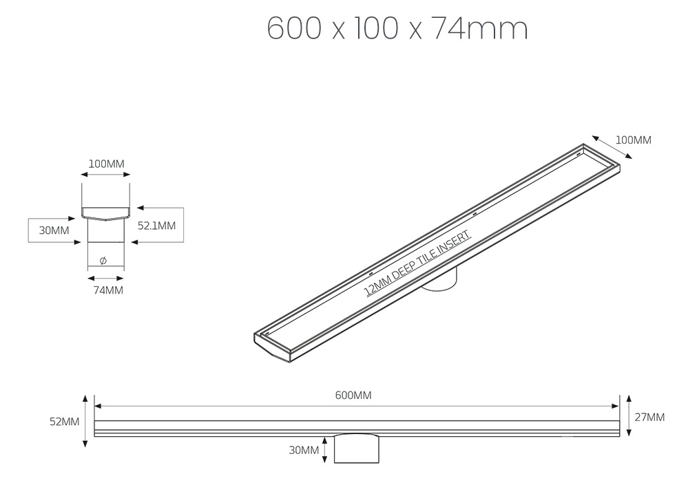 Radiant Tile Insert Floor Grate 600mm - Image 5