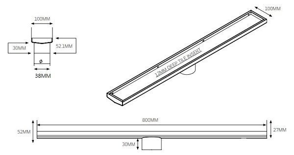 Radiant Tile Insert Floor Grate 800mm (38/50) - Image 5