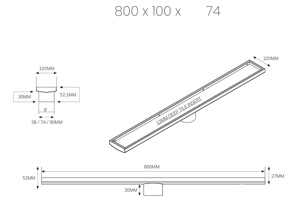 Radiant Tile Insert Floor Grate 800mm - Image 5