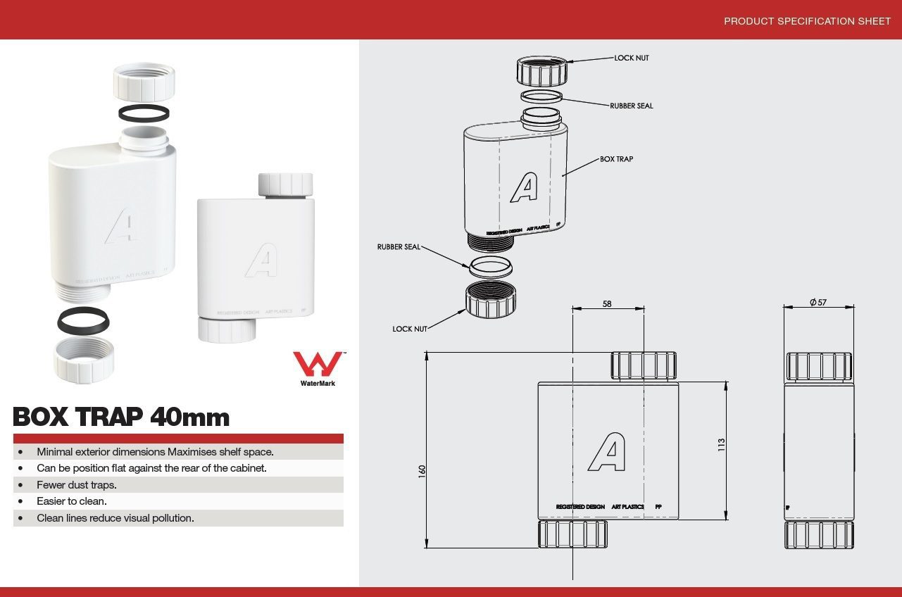 Vanity Box Trap Waste 40mm - Image 3