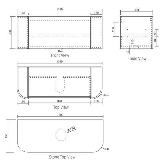 Bondi Natural Oak Curve 1200 Wall Hung Vanity - Image 4