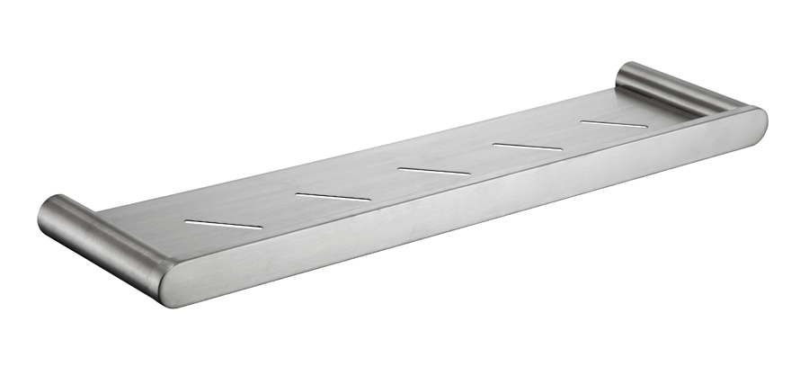 SS Rund Metal Shower Shelf Brushed Nickel