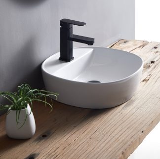 Naga Above Counter Basin with Tap Hole Gloss White