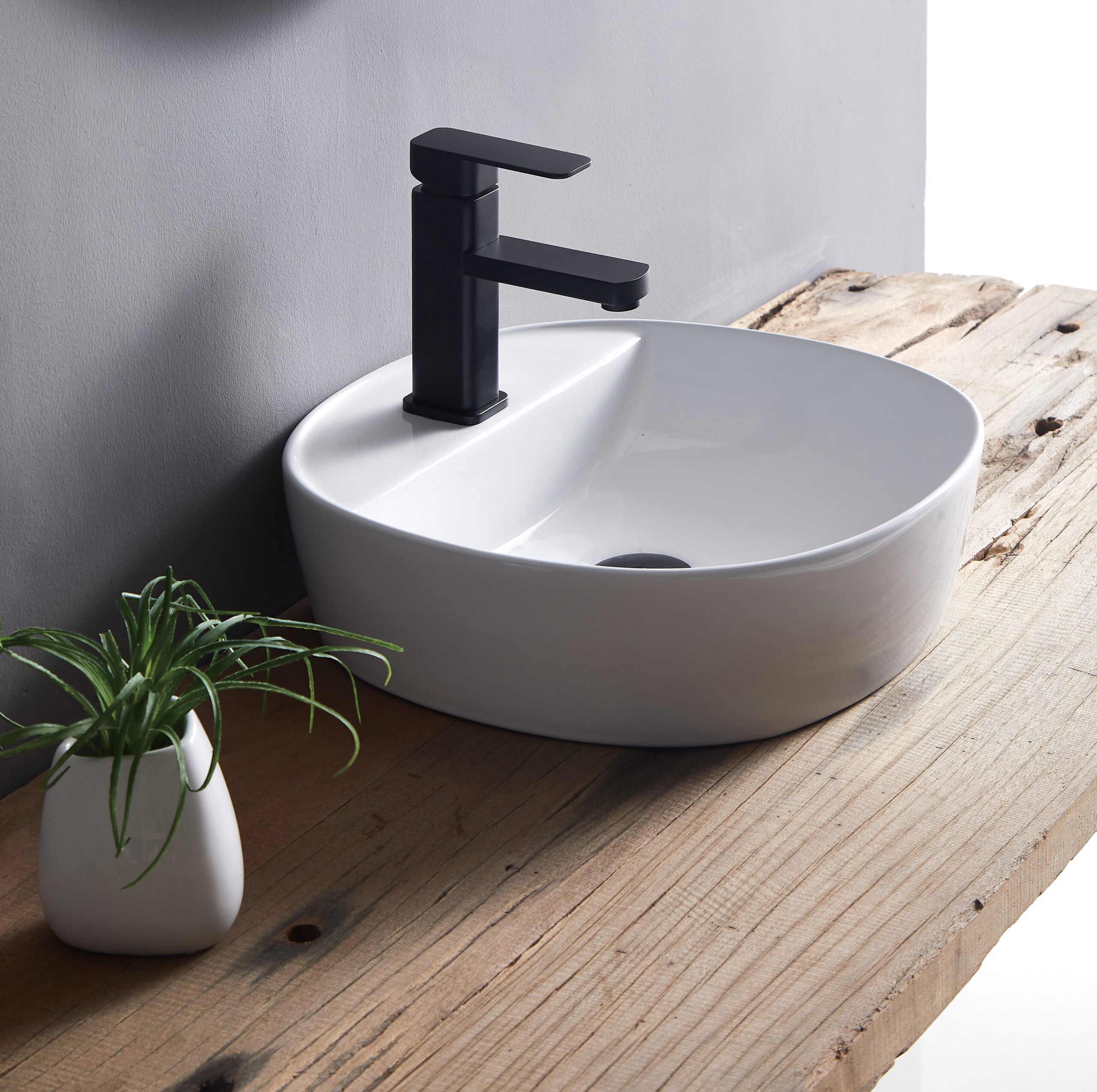 Naga Above Counter Basin with Tap Hole Gloss White