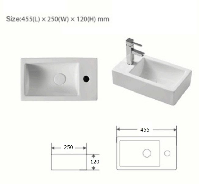 Naga Wall Hung Basin Left Gloss White - Image 2
