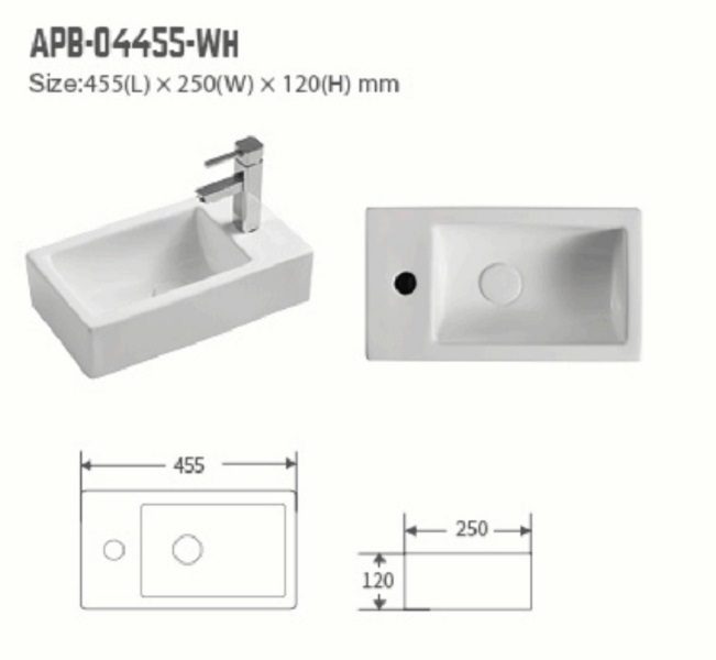 Naga Wall Hung Basin Right Gloss White - Image 2