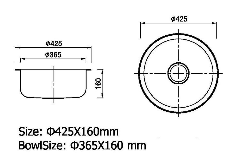 Stainless Steel Round Kitchen / Laundry Sink 23L - Image 2