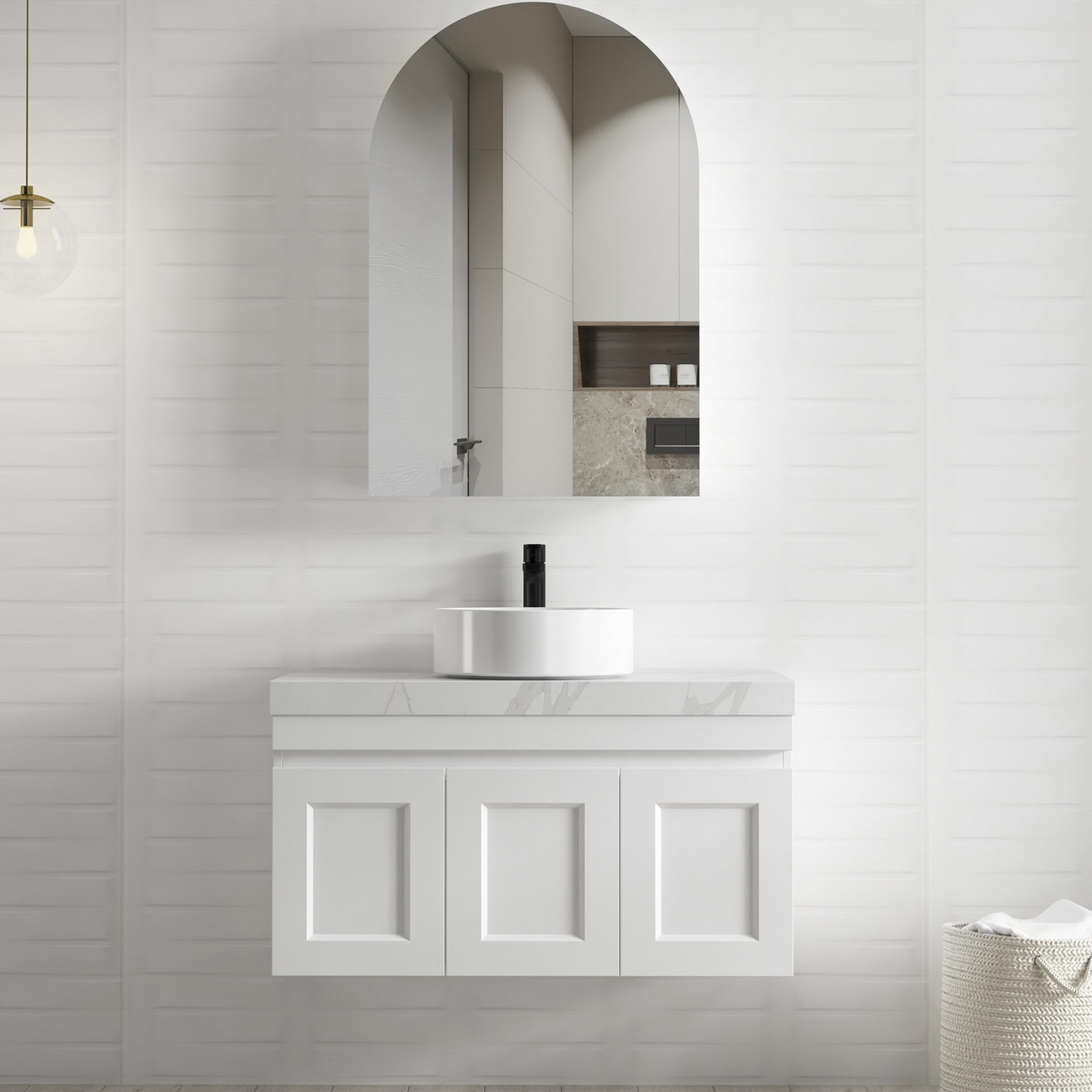 Archie Shaving Cabinet Satin White - Image 2