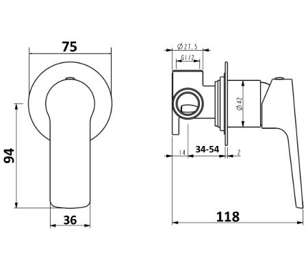Akemi Shower Bath Mixer Chrome - Image 2