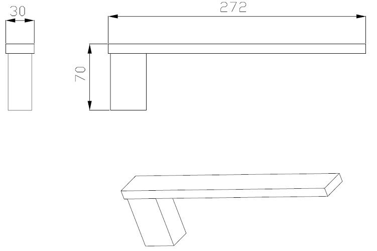 SS Eckig Towel Bar Stainless Steel - Image 2