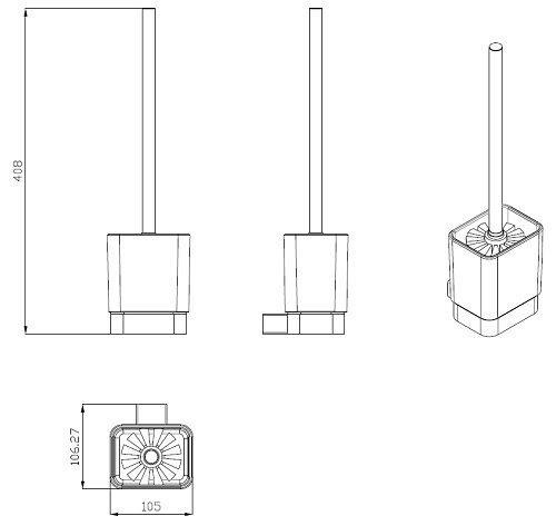 SS Eckig Toilet Brush Holder Stainless Steel - Image 2