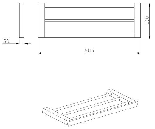 SS Eckig Towel Rack Stainless Steel - Image 2