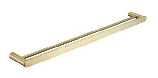 SS Rund Double Towel Rail 600mm Brushed Gold