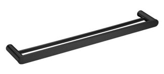 SS Rund Double Towel Rail 800mm Matte Black