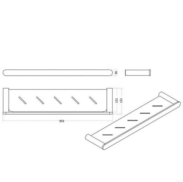 SS Rund Metal Shower Shelf Stainless Steel - Image 2