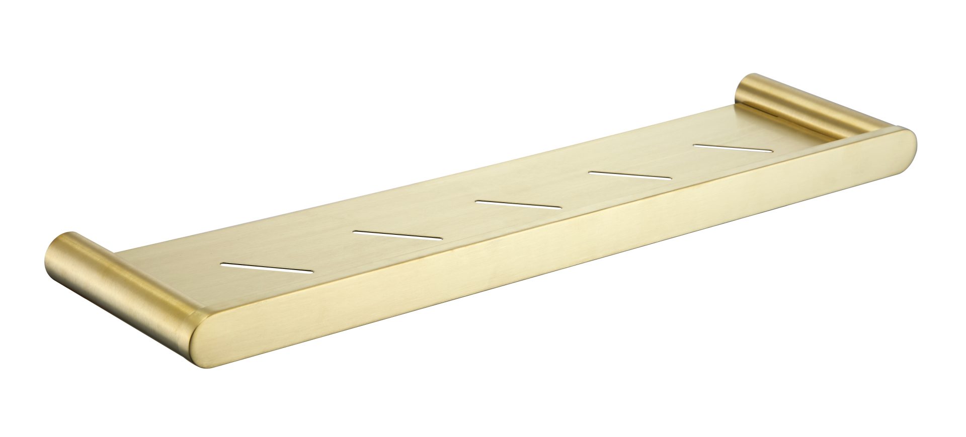 SS Rund Metal Shower Shelf Brushed Gold