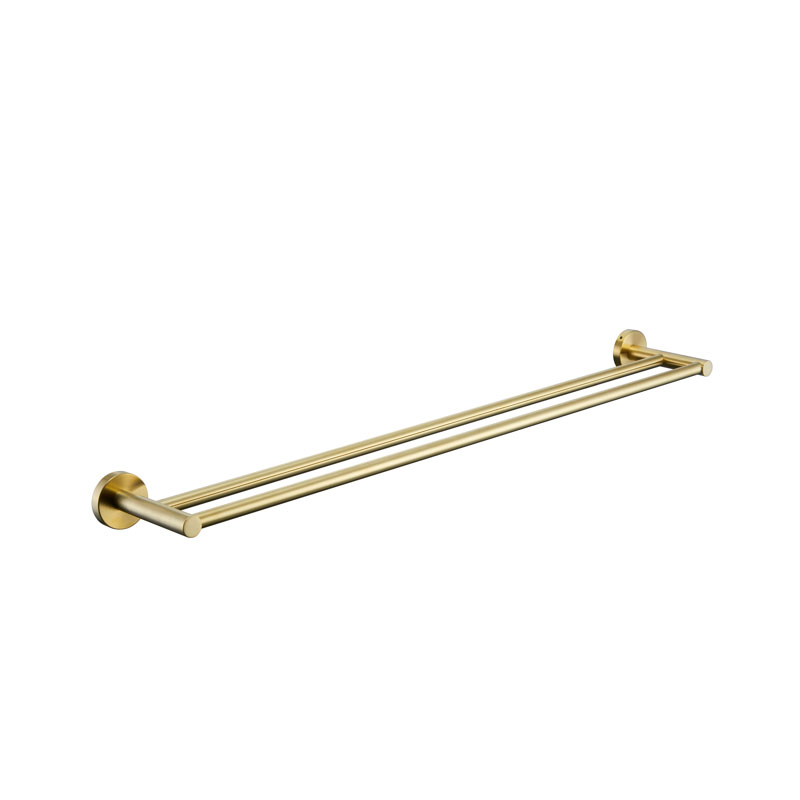 Rund Double Towel Rail 600mm Brushed Gold