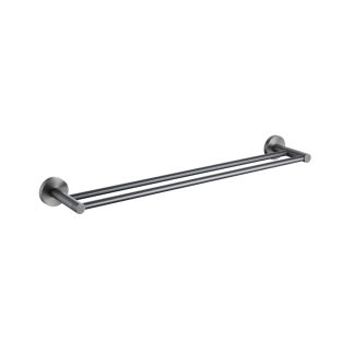 Rund Double Towel Rail 600mm Brushed Gun Metal