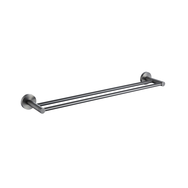 Rund Double Towel Rail 600mm Brushed Gun Metal