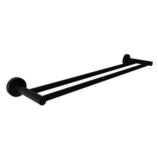 Rund Double Towel Rail 750mm Matte Black
