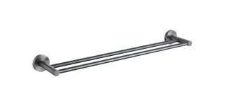 Rund Double Towel Rail 750mm Brushed Gun Metal