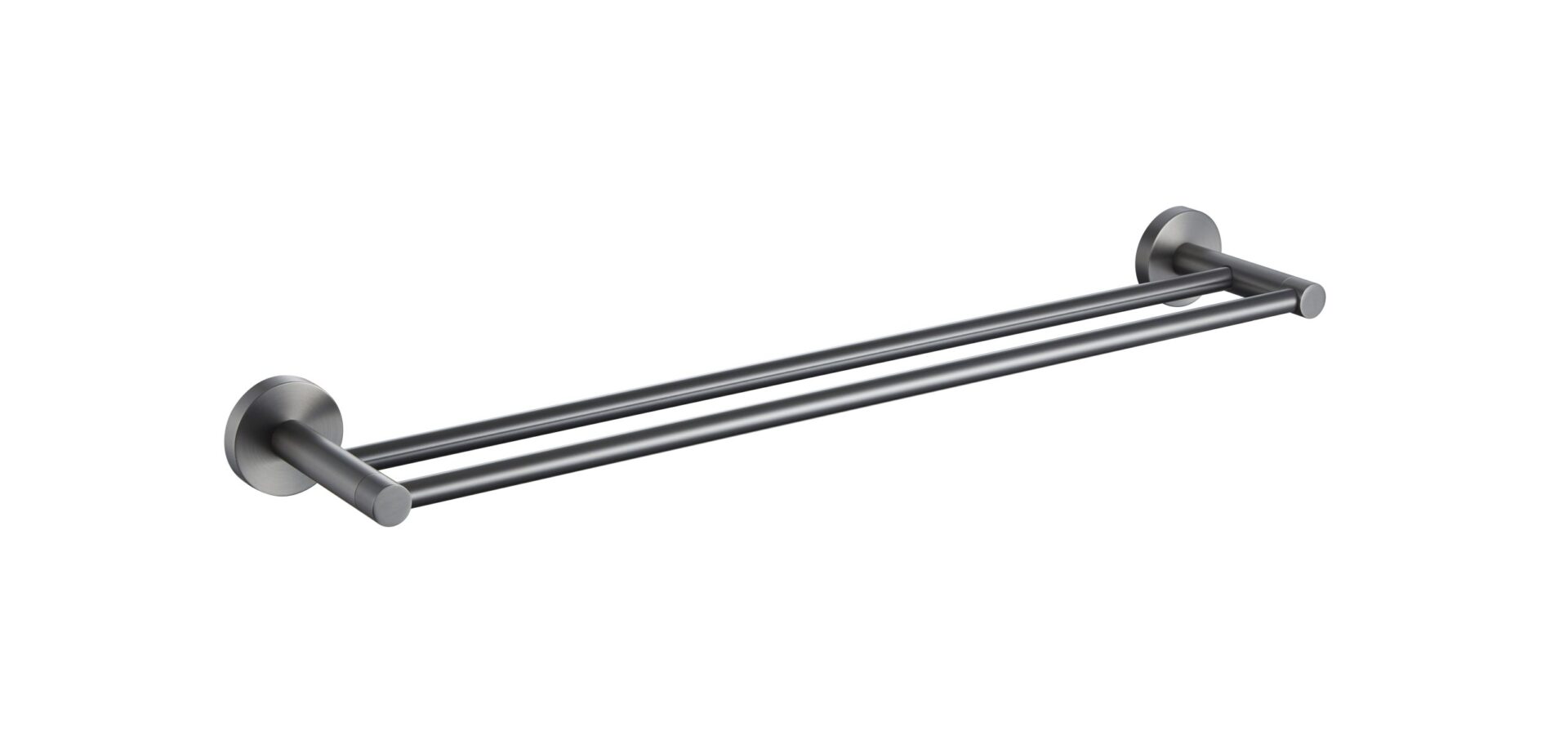 Rund Double Towel Rail 750mm Brushed Gun Metal