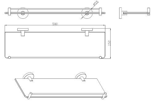 Rund Glass Shower Shelf Matte Black - Image 2