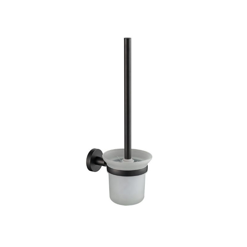 Rund Glass Toilet Brush Holder Matte Black