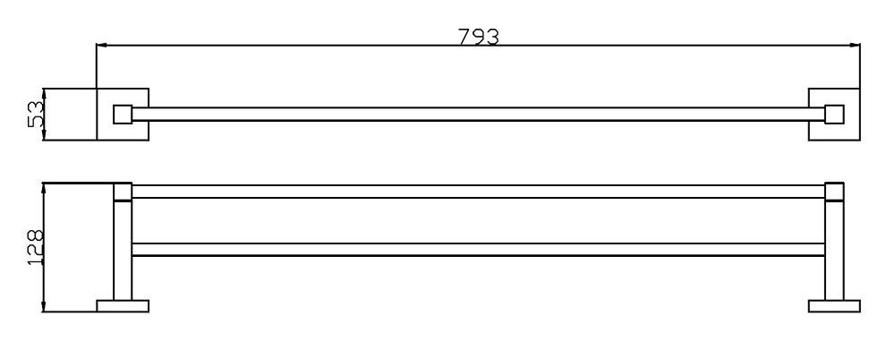 Eckig Square Double Towel Rail 750mm Chrome - Image 2