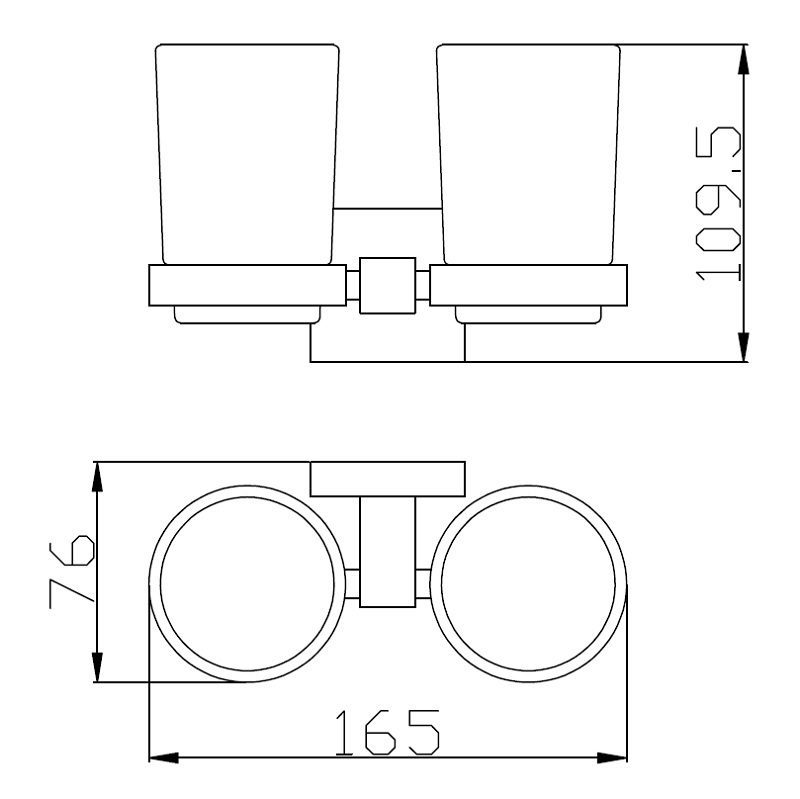 Eckig Double Tumbler Holder Chrome - Image 2