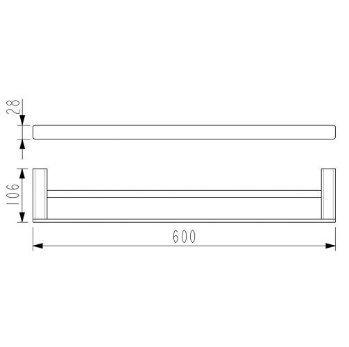 Kasten Double Towel Rail 600mm Chrome - Image 2