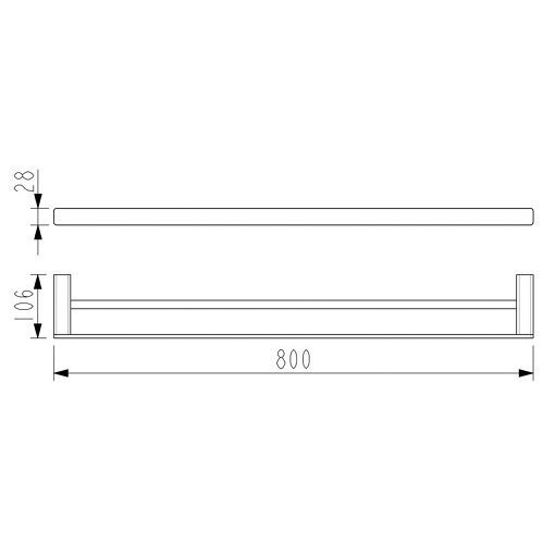 Kasten Double Towel Rail 800mm Chrome - Image 2