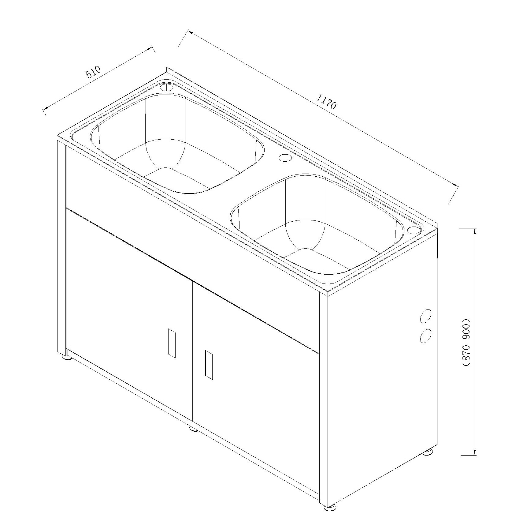 Laundry Tub & Cabinet Double Bowl - Image 3