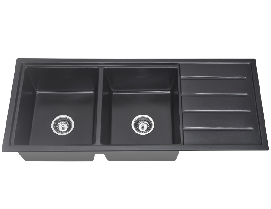 Arcko Granite Double Bowl Sink With Drainer