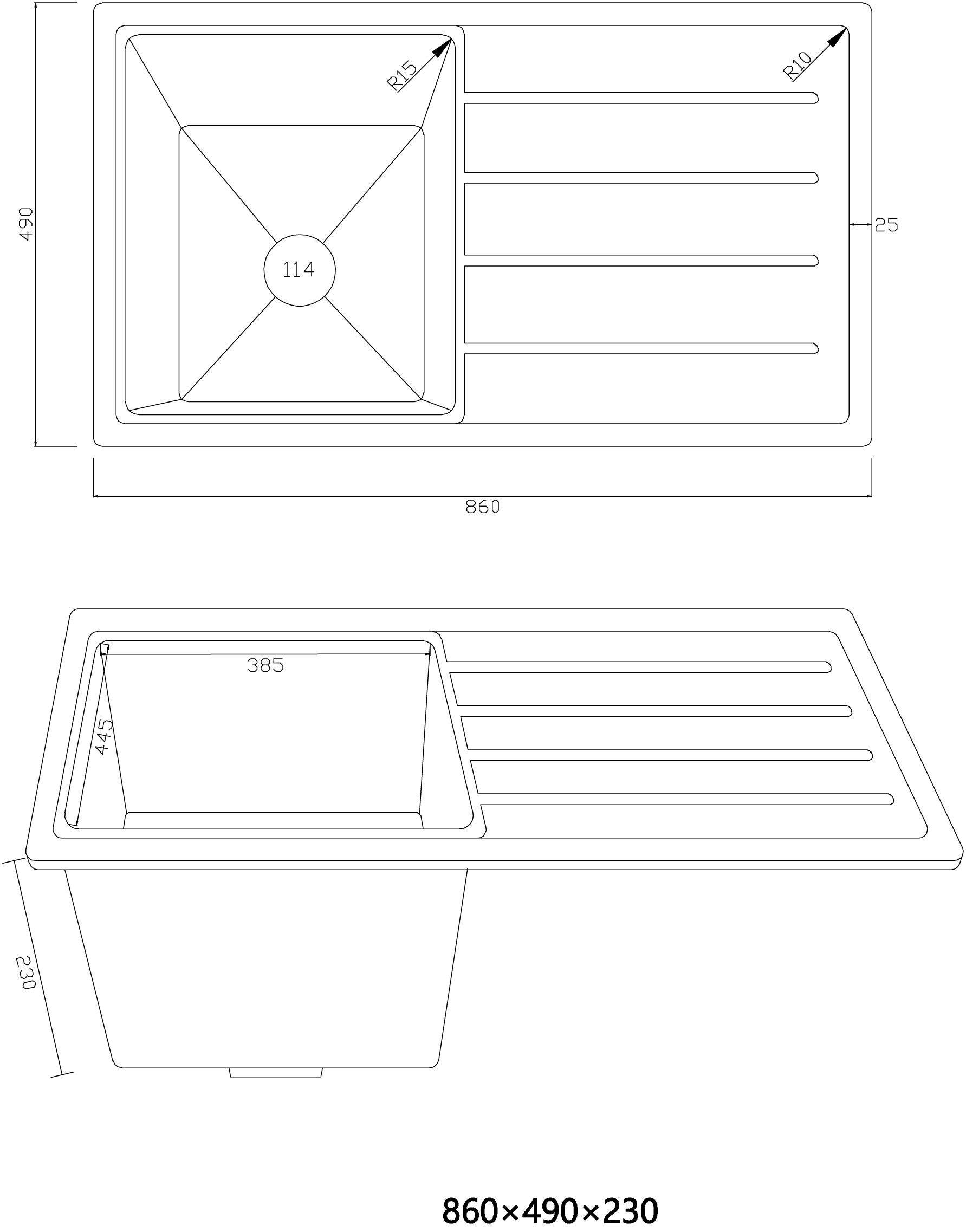 Arcko Granite Single Bowl Sink With Drainer - Image 2