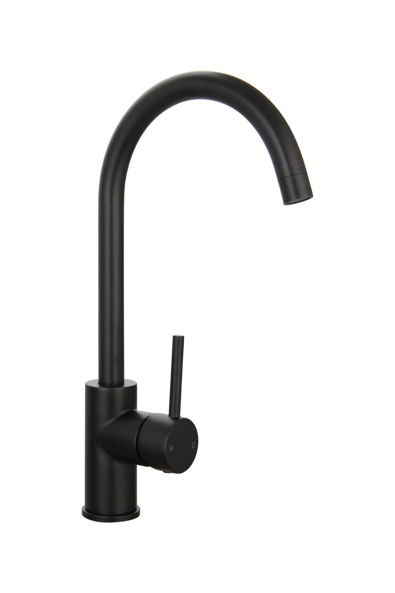 Rund Gooseneck Sink Mixer Matte Black