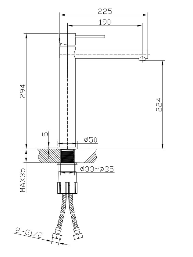 Rund Tower Basin Mixer Brushed Nickel - Image 2