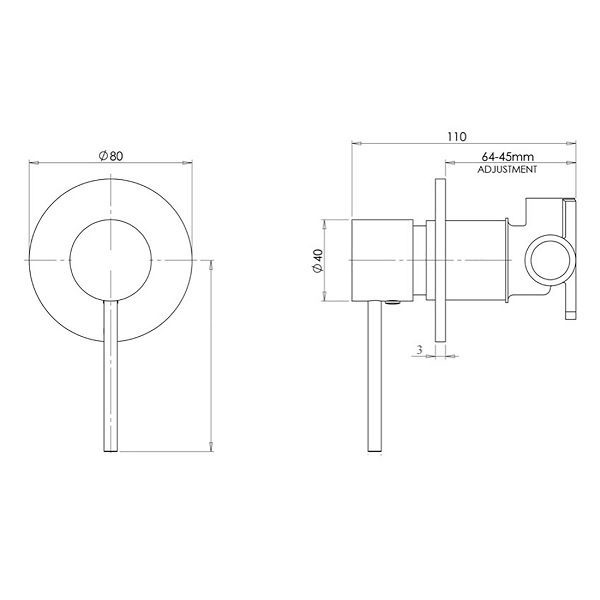 Rund Bath Shower Mixer Matte Black - Image 2