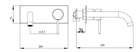 Rund Wall Mixer Basin Bath with Curved Spout Chrome - Image 2