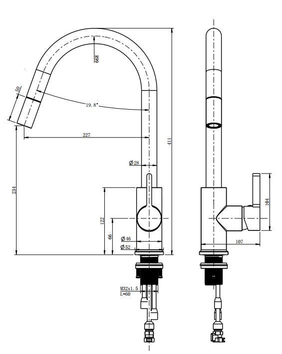 Morgan Rund Pull Out Sink Mixer Chrome - Image 2